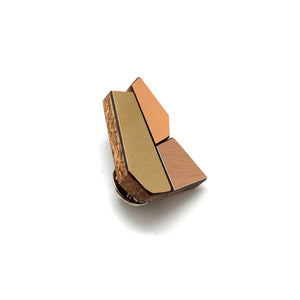 Geometric Pin - Gold, Wood and Tan-Pins-Karen Vanmol-Pistachios