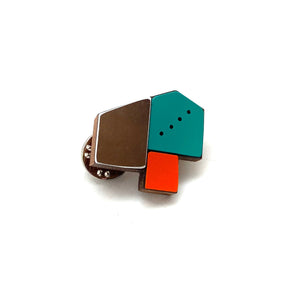 Geometric Pin - Reflective Silver, Teal and Orange-Pins-Karen Vanmol-Pistachios