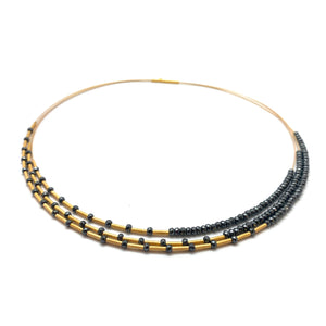 Gold Faceted Hematite Layered Collar-Necklaces-Bernd Wolf-Pistachios