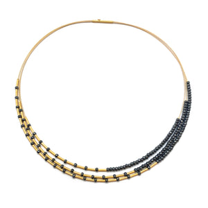 Gold Faceted Hematite Layered Collar-Necklaces-Bernd Wolf-Pistachios