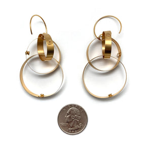 Gold Interlocking Hidden Stone Hoop Drops-Earrings-Arek Wolski-Pistachios