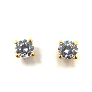 Gold Prong Set CZ Studs-Earrings-Bernd Wolf-Pistachios