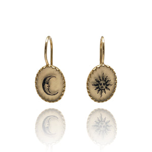 Gold Sun and Moon Earrings-Earrings-Anna Bankuti-Pistachios