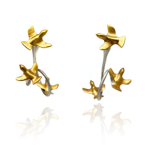 Gold Vermeil Bird Jacket Earrings-Earrings-Lisa Cimino-Pistachios