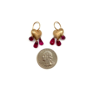 Gold and Ruby Heart Earrings-Earrings-Rachel Quinn-Pistachios