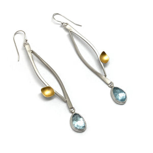 Gold and Silver Aquamarine Drop Earrings-Earrings-Judith Neugebauer-Pistachios