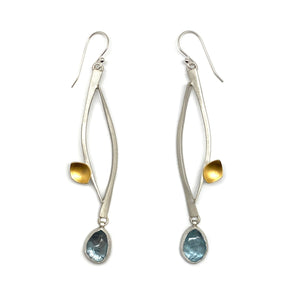 Gold and Silver Aquamarine Drop Earrings-Earrings-Judith Neugebauer-Pistachios