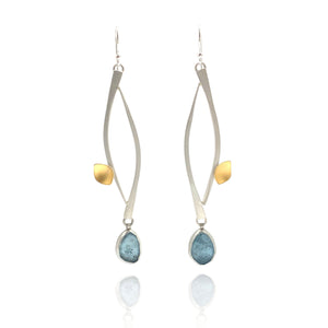 Gold and Silver Aquamarine Drop Earrings-Earrings-Judith Neugebauer-Pistachios