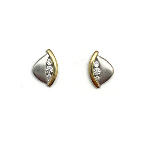 Gold and Silver CZ Studs-Earrings-Olaf Sagner-Pistachios