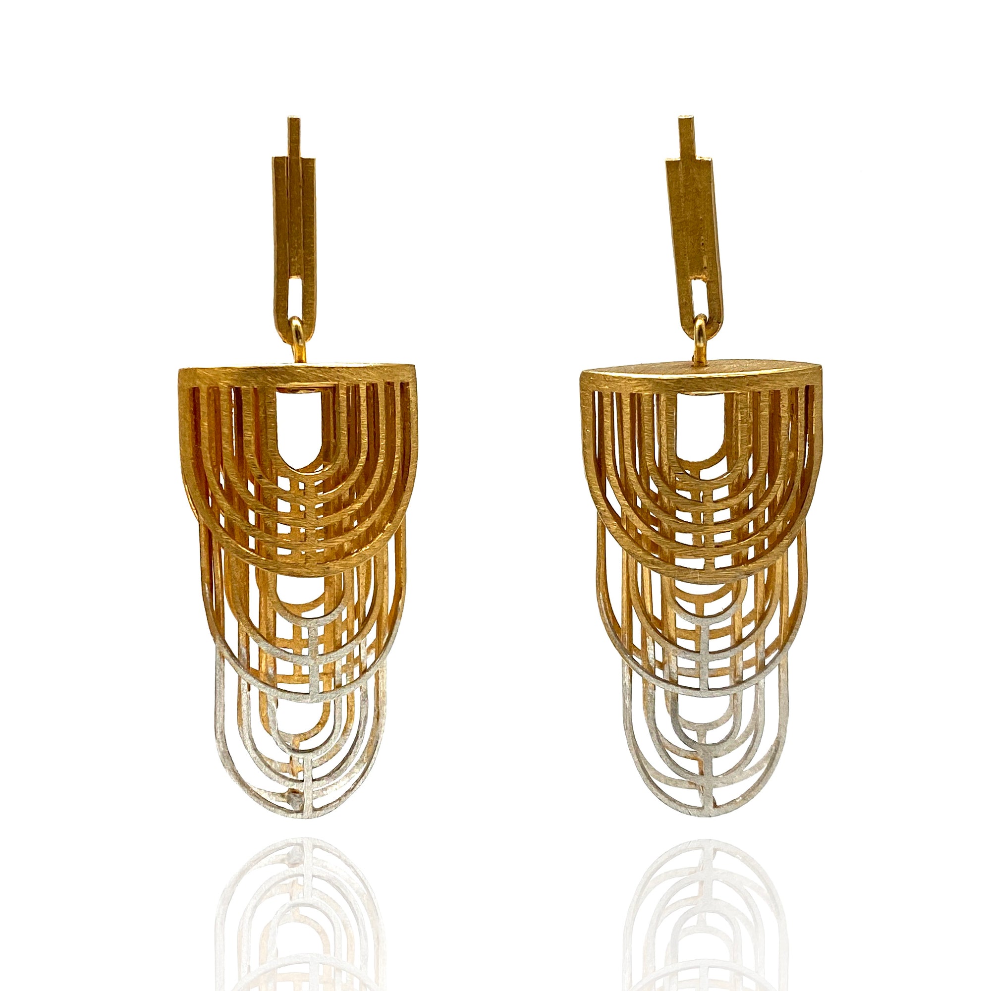 Gold and Silver Ombre Earrings-Earrings-Veronika Majewska-Pistachios