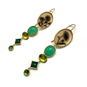 Green Agate Sunflower Earrings-Earrings-Anna Bankuti-Pistachios