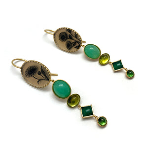 Green Agate Sunflower Earrings-Earrings-Anna Bankuti-Pistachios