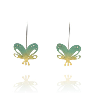 Green and Yellow Butterfly Earrings-Earrings-Jillian Vang-Pistachios