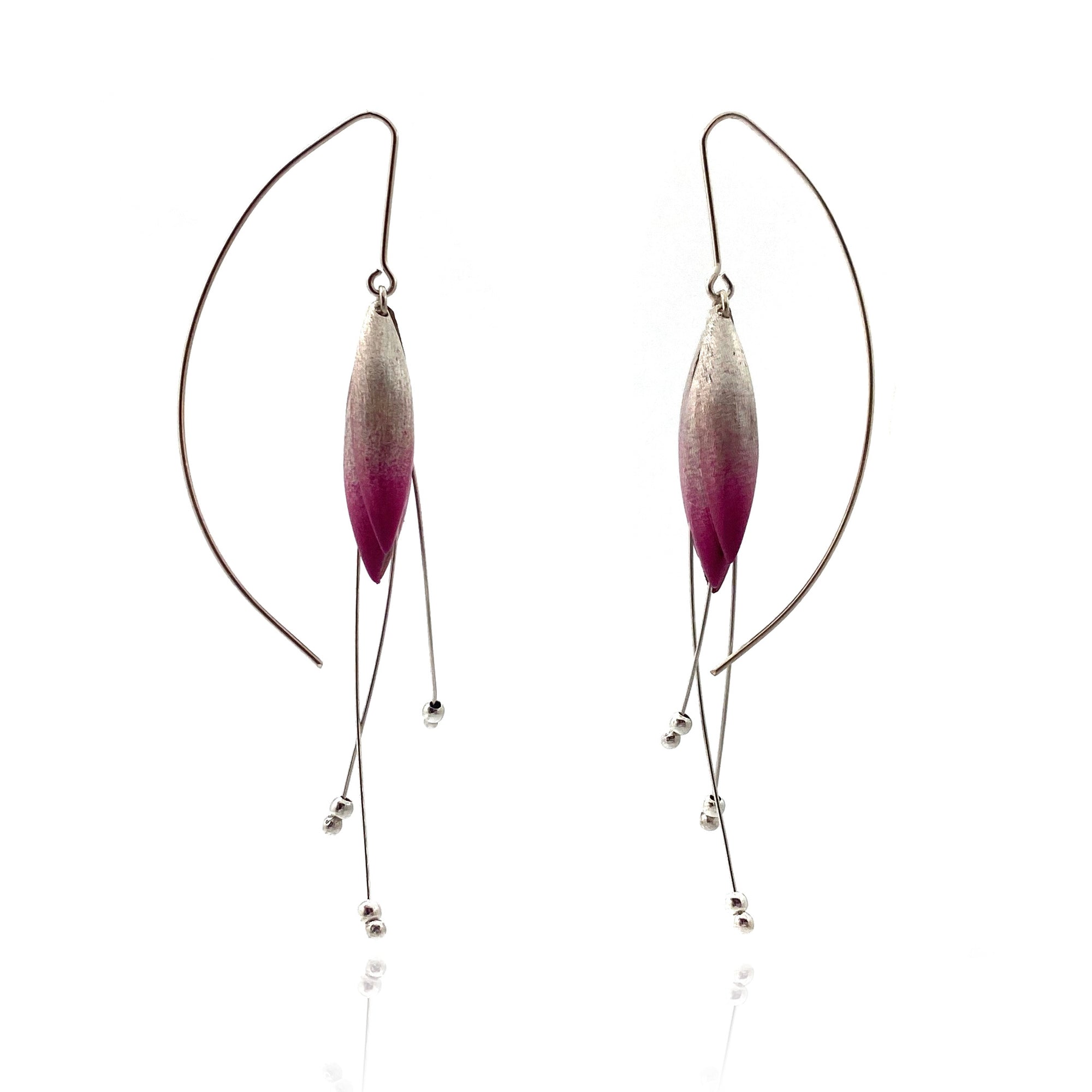 Pink and Silver Ombré Leaf Earrings-Earrings-Marcin Tyminski-Pistachios