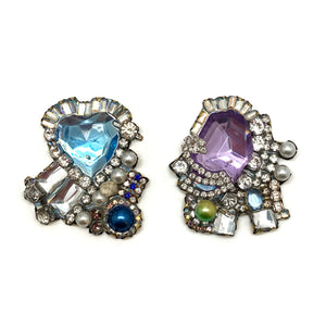 Purple and Blue Rhinestone Studs-Earrings-Nikki Couppee-Pistachios