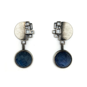 Iolite and Rock Crystal Earrings-Earrings-Daphne Krinos-Pistachios