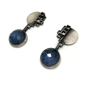 Iolite and Rock Crystal Earrings-Earrings-Daphne Krinos-Pistachios