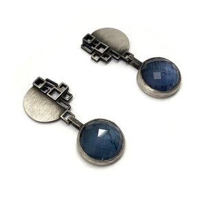 Iolite and Rock Crystal Earrings-Earrings-Daphne Krinos-Pistachios