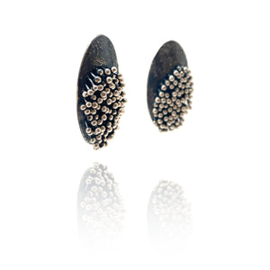 Kinetic Oxidized Silver Earrings-Earrings-So Young Park-Pistachios