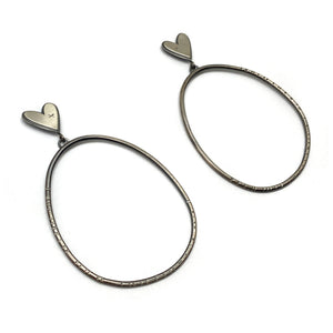 Large Sterling Silver Heart Earrings-Earrings-Lisa Crowder-Pistachios