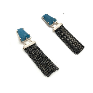 Lazulite Quartz Fringe Earrings-Earrings-Heather Guidero-Pistachios