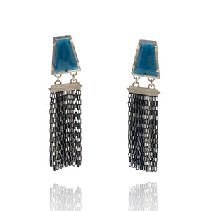 Lazulite Quartz Fringe Earrings-Earrings-Heather Guidero-Pistachios