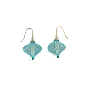 Light Blue and Silver Nylon Bulb Earrings-Earrings-Dorine Decayeux-Pistachios