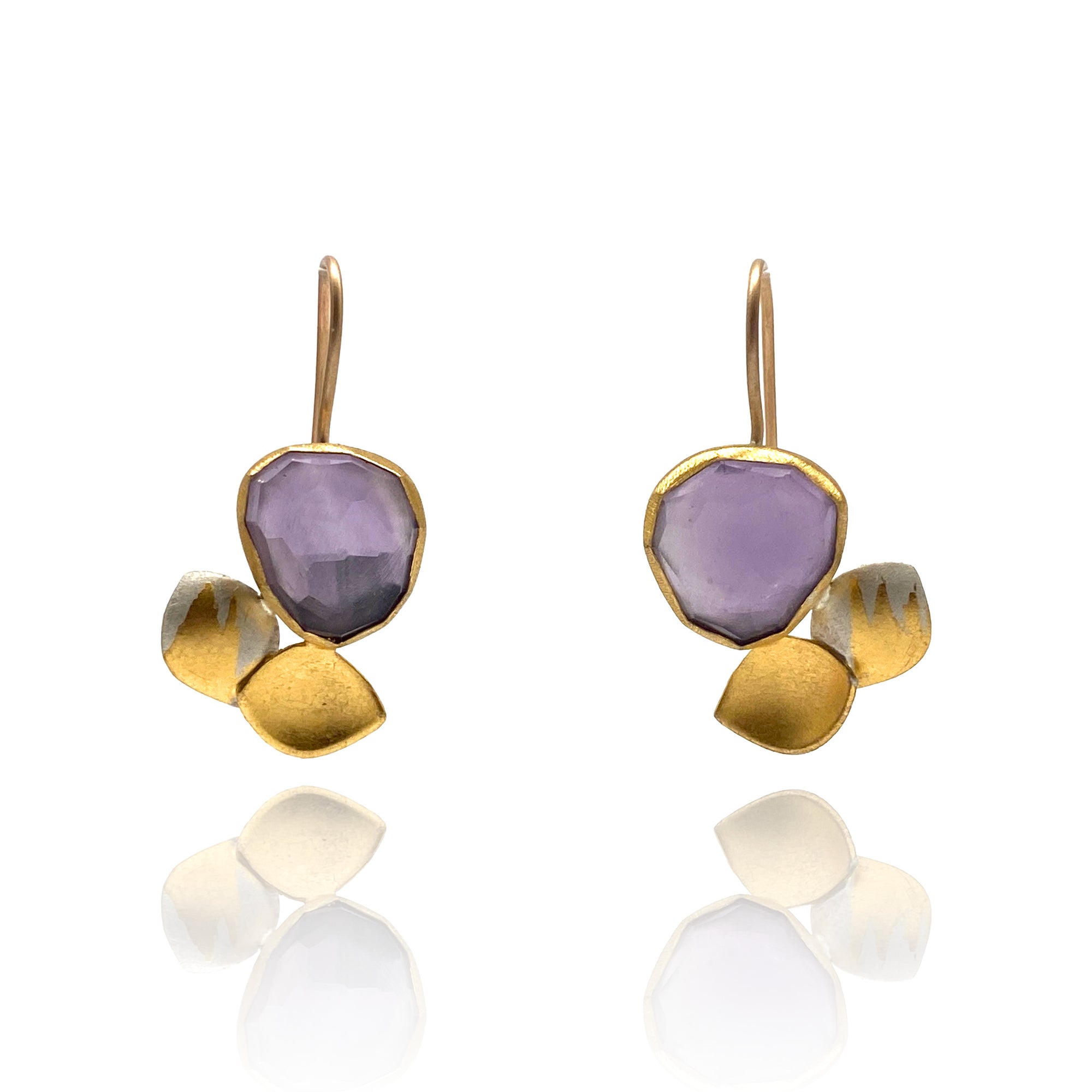 Lilac Amethyst Petal Earrings-Earrings-Judith Neugebauer-Pistachios