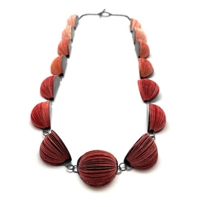 Longer Red Japanese Paper Necklace-Necklaces-Naoko Yoshizawa-Pistachios