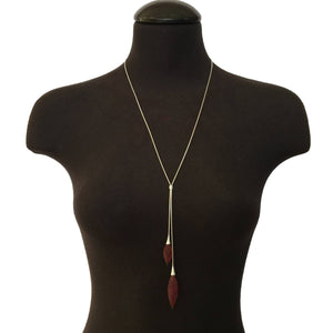 Maroon Adjustable Nylon Bulb Necklace-Necklaces-Dorine Decayeux-Pistachios