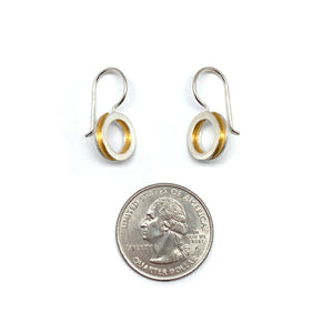 Minimal Mixed Metal Circle Drops-Earrings-Manuela Carl-Pistachios