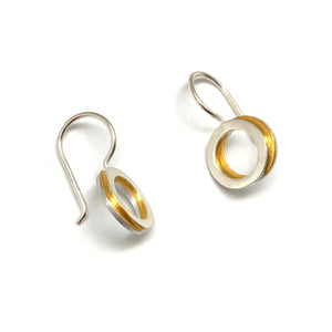 Minimal Mixed Metal Circle Drops-Earrings-Manuela Carl-Pistachios