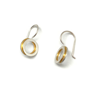 Minimal Mixed Metal Circle Drops-Earrings-Manuela Carl-Pistachios