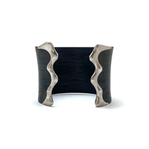 Molten Silver Open Carbon Cuff-Bracelets-Lu Pin-Pistachios