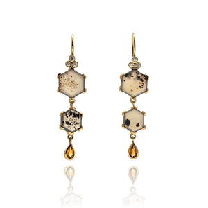 Montana Agate and Diamond Drop Earrings-Earrings-Karin Jacobson-Pistachios