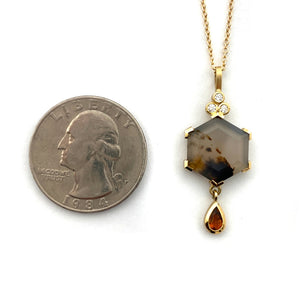 Montana Agate and Diamond Drop Necklace-Necklaces-Karin Jacobson-Pistachios
