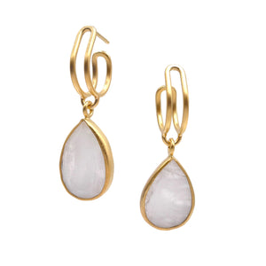 Moonstone Link Hoops-Earrings-Emily Rogstad-Pistachios