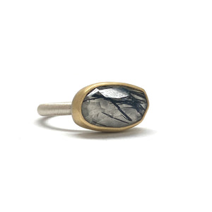 One of a Kind Tourmalated Quartz Ring-Rings-Heather Guidero-Pistachios