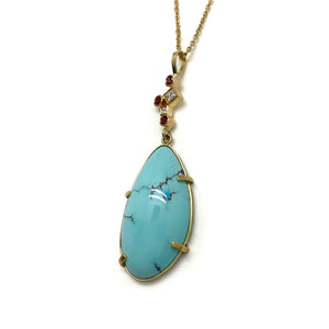 One of a Kind Turquoise Confetti Necklace-Necklaces-Karin Jacobson-Pistachios