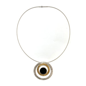 Onyx Circle Pendant Necklace-Necklaces-Manuela Carl-Pistachios