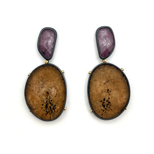 Oosik and Sapphire Earrings-Earrings-Carin Jones-Pistachios