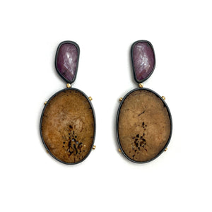 Oosik and Sapphire Earrings-Earrings-Carin Jones-Pistachios