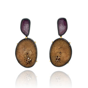 Oosik and Sapphire Earrings-Earrings-Carin Jones-Pistachios