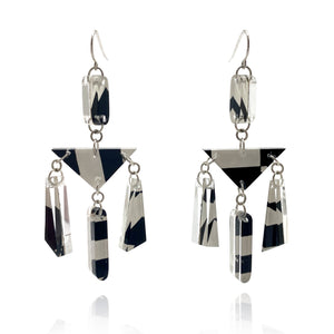 Op Art and Silver Reversible Chandelier Earrings-Earrings-Jennifer Merchant-Pistachios