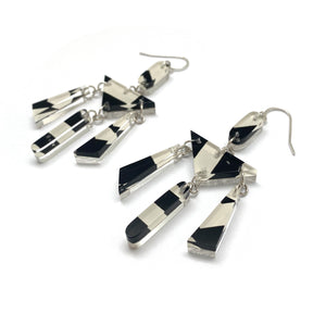 Op Art and Silver Reversible Chandelier Earrings-Earrings-Jennifer Merchant-Pistachios