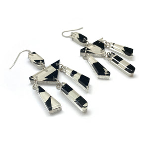 Op Art and Silver Reversible Chandelier Earrings-Earrings-Jennifer Merchant-Pistachios