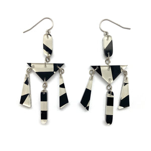 Op Art and Silver Reversible Chandelier Earrings-Earrings-Jennifer Merchant-Pistachios