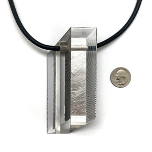 Op Art and Silver Reversible Rhombus Pendant-Necklaces-Jennifer Merchant-Pistachios