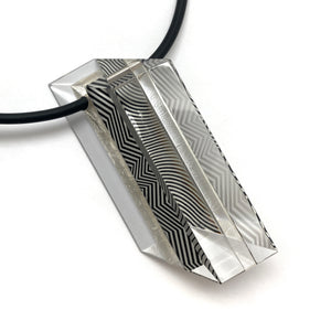 Op Art and Silver Reversible Rhombus Pendant-Necklaces-Jennifer Merchant-Pistachios