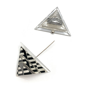 Op Art and Silver Triangle Double Ended Stick Pin-Pins-Jennifer Merchant-Pistachios